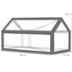 Online Drivbänk i trä 90x52x49,5 cm, ljusgenomsläppligt lock, vintertålig – grå Växthus