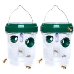 Discount Drosophila Trap flugfälla Getingar och myggor Solar LED flugfällor Utomhusgeting för bin Gula jackor 2-pack (grön) Skadedjursfällor