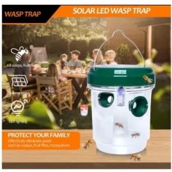 Discount Drosophila Trap flugfälla Getingar och myggor Solar LED flugfällor Utomhusgeting för bin Gula jackor 2-pack (grön) Skadedjursfällor