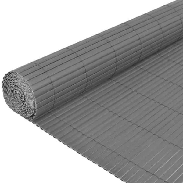 Dubbelsidigt insynsskydd i PVC - Optimalt för trädgård och altan | Färg: Grå | Storlek: 90x500 cm