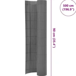 Dubbelsidigt insynsskydd i PVC - Optimalt för trädgård och altan | Färg: Grå | Storlek: 90x500 cm
