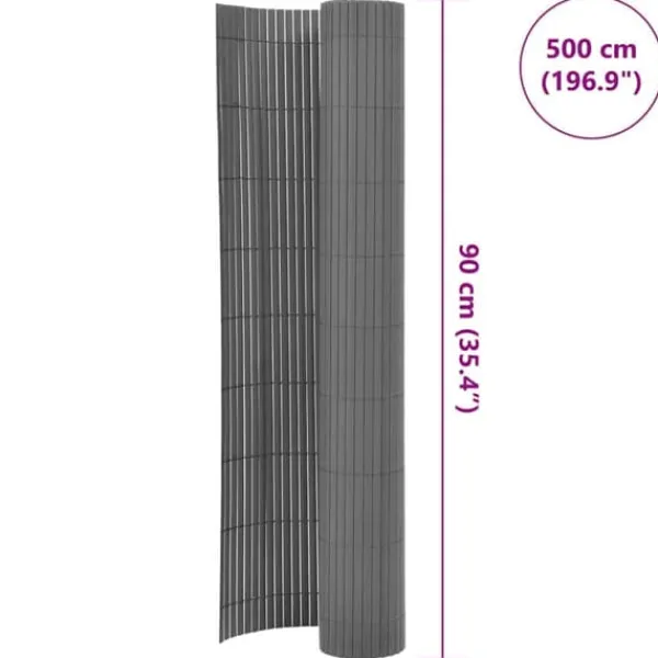 Dubbelsidigt insynsskydd i PVC - Optimalt för trädgård och altan | Färg: Grå | Storlek: 90x500 cm