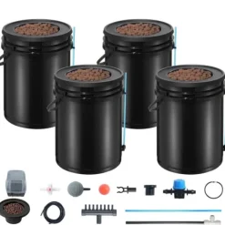 DWC Hydroponics Odlasystem Djupvattenkultur med Top Drip, 4 hinkars set, effektiv växttillväxt, lätt att använda
