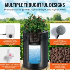Hot DWC Hydroponics Odling System Djupvattenkultur med Top Drip 2 Hinkar, effektiv växtodling, hydroponisk odlingsteknik Kit För Växt- & Örtplantering
