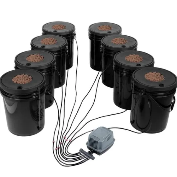 DWC Hydroponics Odling System, Deep Water Culture, 8 Hinkar, Luftpump, Effektiv Vattentillförsel, Optimerad Växttillväxt