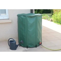 New EDA - Flexibel och hopfällbar vattenuppsamlare 500 L - med nätfilter + 2 kranar - Väderbeständig - Ø 80 x H.98 cm Regntunnor
