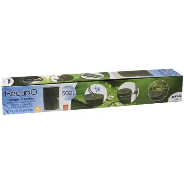 New EDA - Flexibel och hopfällbar vattenuppsamlare 500 L - med nätfilter + 2 kranar - Väderbeständig - Ø 80 x H.98 cm Regntunnor