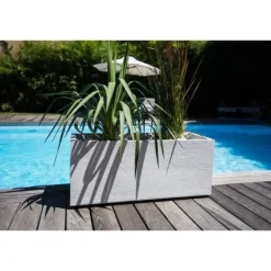 Clearance EDA Jardiniere Graphit - 99,5 x 39 x H 43 cm - 97,6 L - Vitkalkad Krukor & Växtbehållare