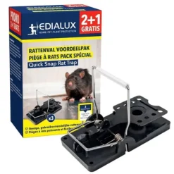 Best Edialux Rått- och musefälla snap pack fördelaktig - 2+1 gratis återanvändbara fällor i robust plast och galvaniserat metall Skadedjursfällor