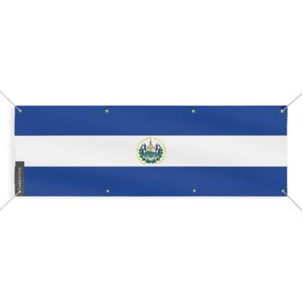 Outlet El Salvador Flaggbanner 8 öljetter 100x300 cm Flaggor & Vindstrutar