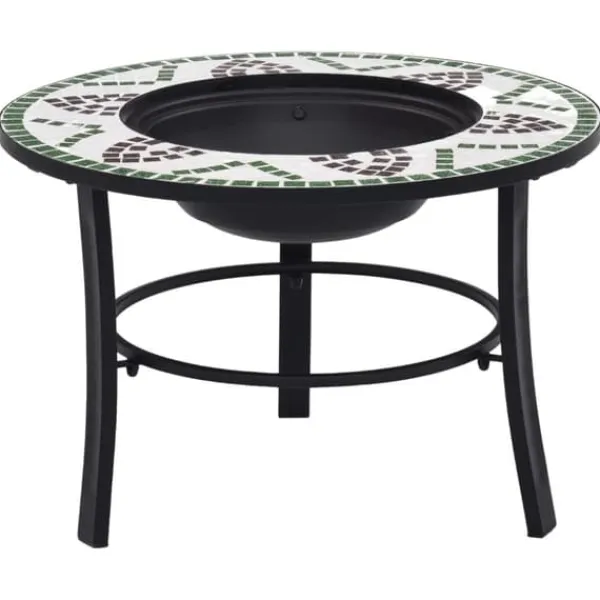 vidaXL Eldfat med mosaik grön 68cm keramik