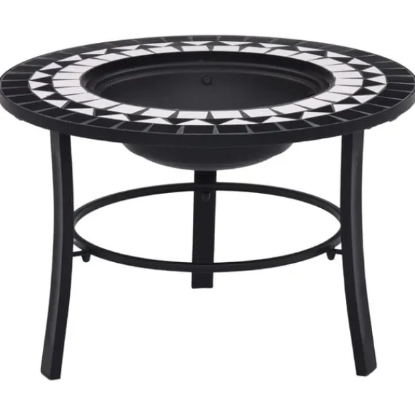 Sale Eldfat med mosaik svart och vit 68cm keramik Öppna Spisar
