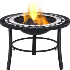 Sale Eldfat med mosaik svart och vit 68cm keramik Öppna Spisar