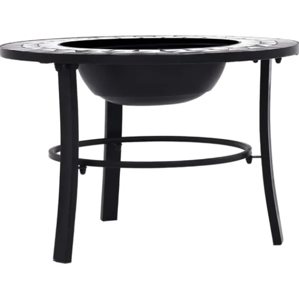 Sale Eldfat med mosaik svart och vit 68cm keramik Öppna Spisar