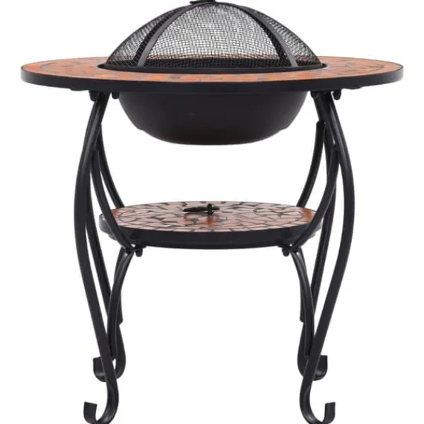 Clearance Eldfat med mosaikbord i terrakotta - Dekorativ eldgrop | Diameter: 68 cm | Material: Keramik Öppna Spisar