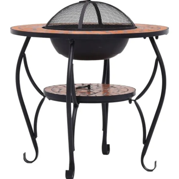 Clearance Eldfat med mosaikbord i terrakotta - Dekorativ eldgrop | Diameter: 68 cm | Material: Keramik Öppna Spisar