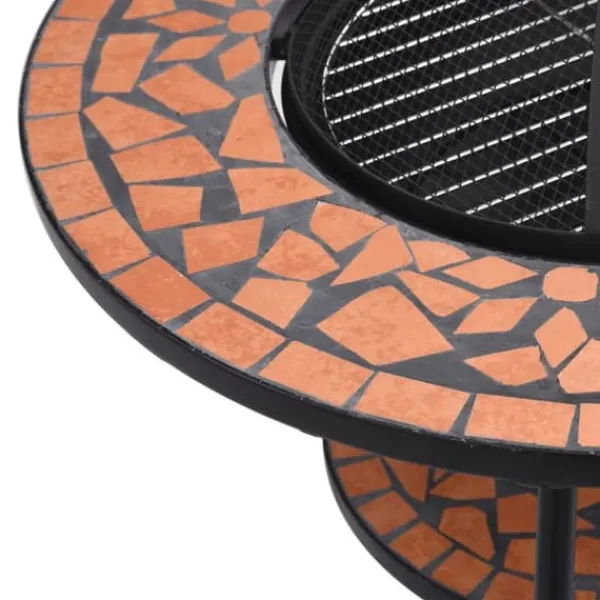 Clearance Eldfat med mosaikbord i terrakotta - Dekorativ eldgrop | Diameter: 68 cm | Material: Keramik Öppna Spisar