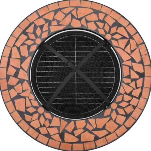 Clearance Eldfat med mosaikbord i terrakotta - Dekorativ eldgrop | Diameter: 68 cm | Material: Keramik Öppna Spisar
