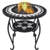 New Eldfat med mosaikbord svart och vit 68 cm keramik Öppna Spisar