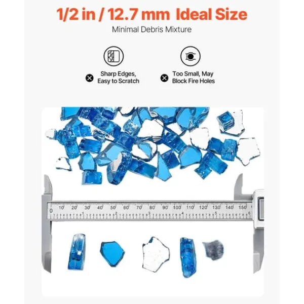 Best Eldglas 1,25 cm, Eldstadsglasstenar 4,5 kg, för Eldstad, Pacific Blue Tillbehör Till Vedeldade Kaminer & Öppna Spisar