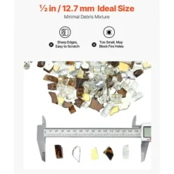 Eldglas 4,5 kg, Eldstadsstenar 1,25 cm, för Eldstad, Koppar, Guld, Klar