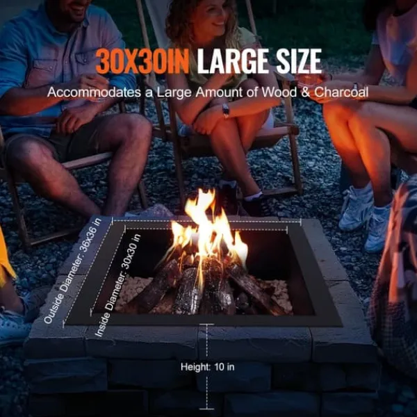 Eldring Fyrkantig 36x36, Utomhus Stålfoder, DIY Campfire Ring, Brandsäker Eldstad