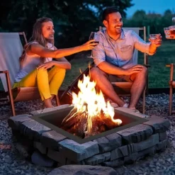 Eldring Fyrkantig 36x36, Utomhus Stålfoder, DIY Campfire Ring, Brandsäker Eldstad