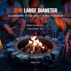 Eldring Rund 35 Tum Yttre Stålfoder DIY Campfire Ring Eldplats
