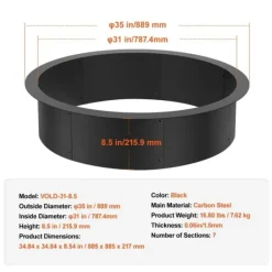 Eldring Rund 35 Tum Yttre Stålfoder DIY Campfire Ring Eldplats