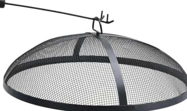 Eldskål - Trädgårdseldstad med grill - Gjutjärn - Kolgrill - Höj- och sänkbart galler - Gnistskydd - Lätt att rengöra