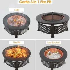Outlet Eldskål, Diameter 81 cm, Värmebeständig upp till 500 °C, Multifunktionell Design, Inkluderar Funkskydd, Hållbart Järnmaterial Öppna Spisar