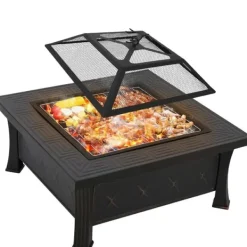 Eldstad, 81 cm diameter, Metallkonstruktion, Värmebeständig upp till 500 °C, Inkluderar grillgaller, Funk skyddsfunktion