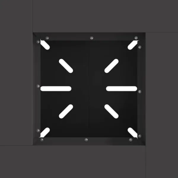 Eldstad i svart stål med industriell design | Storlek: 48x48x40 cm