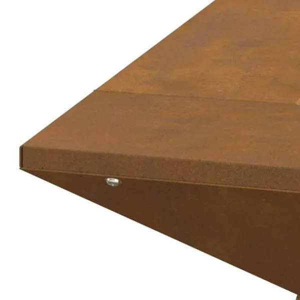 Eldstad i väderbeständigt stål - Rustik eldgrop för utomhusbruk | Storlek: 60x60x50 cm | Färg: Vittrad