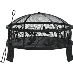 New Eldstad med eldgaffel 50 cm XXL stål Öppna Spisar