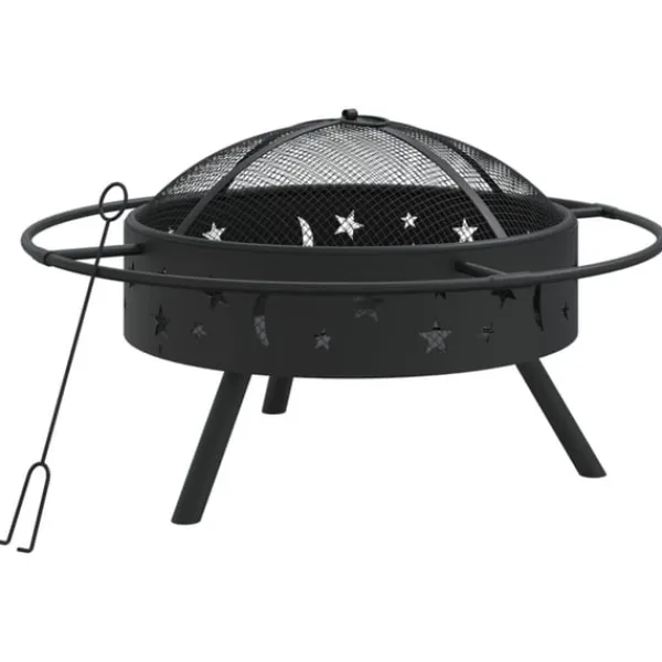 vidaXL Eldstad med eldgaffel 70 cm XXL stål
