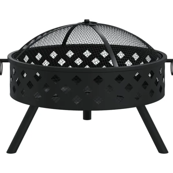 vidaXL Eldstad med eldgaffel 58 cm XXL stål