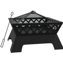 Eldstad med eldgaffel 50 cm - Utomhus eldstad i robust stål | Färg: Svart | Storlek: XXL
