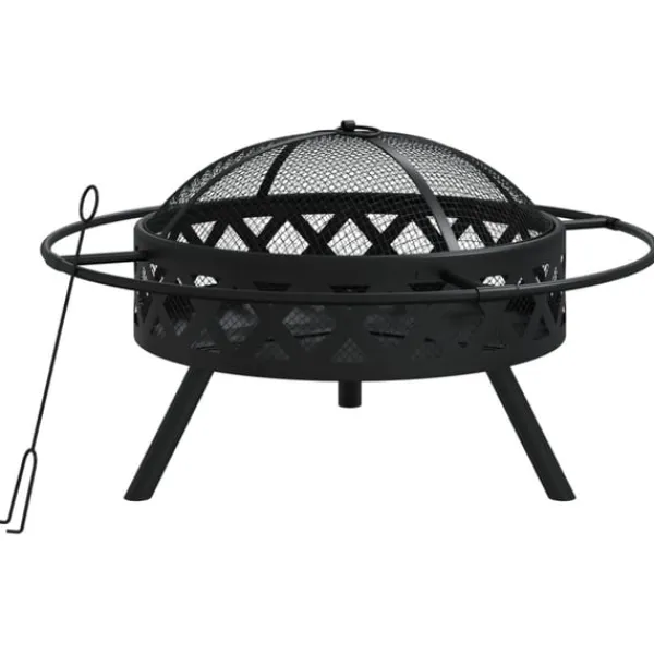 vidaXL Eldstad med eldgaffel 70 cm XXL stål