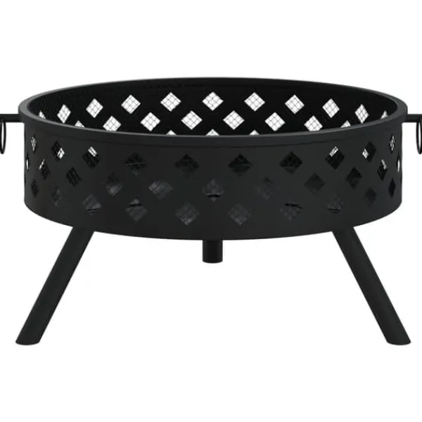 Eldstad med eldgaffel i stål - För mysiga stunder utomhus | Storlek: 58 cm | Färg: Stål