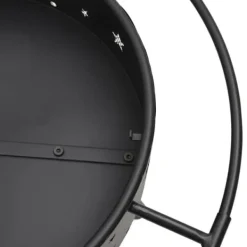 Eldstad med nätlock och eldgaffel - Utomhus eldstad i stål | Storlek: 70 cm | Färg: Svart