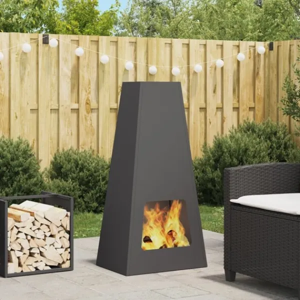 Online Eldstad Svart 50 x 35 x 100 cm Stål Öppna Spisar