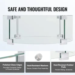 Online Eldstad Vindskydd, 435 x 170 mm glasflamskydd, 6 mm härdat glas, för propan, gas, utomhus, uteplats, bakgård Tillbehör Till Vedeldade Kaminer & Öppna Spisar
