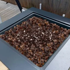 Eldstadsglas, Reflekterande krossat härdat glas 12,7 mm, Koppar, Högtemperaturbeständigt
