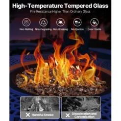 Eldstadsglas, Reflekterande krossat härdat glas 12,7 mm, Koppar, Högtemperaturbeständigt