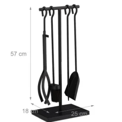 Best Eldstadsverktygsset, 57x25x18 cm, Svart, Stål Tillbehör Till Vedeldade Kaminer & Öppna Spisar