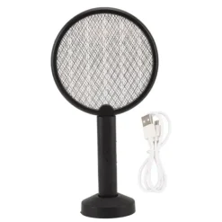 Outlet Electric Bug Swatter USB Laddning Rund Flugdödare för Courtyard Kitchen Svart Flugsmällor