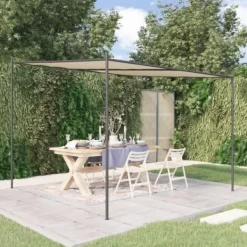 Best Elegant beige paviljong 3x3 m med stålram och vattentåligt tyg | Färg: Beige | Storlek: 3x3 m Valvbågar, Spaljéer, Bersåer & Pergolor