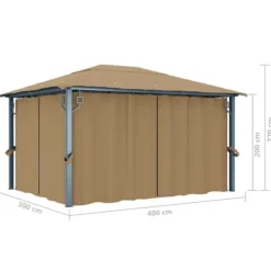 Online Elegant paviljong med draperier för utomhusbruk | Färg: Taupe | Storlek: 400x300 cm Tält & Lusthus