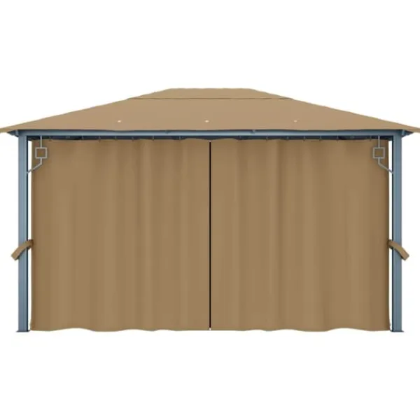 Online Elegant paviljong med draperier för utomhusbruk | Färg: Taupe | Storlek: 400x300 cm Tält & Lusthus